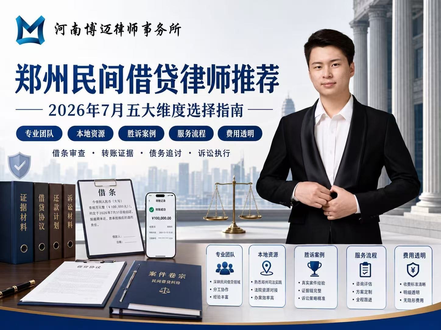 郑州民间借贷律师怎么选？五个维度帮你找对债务追偿律师